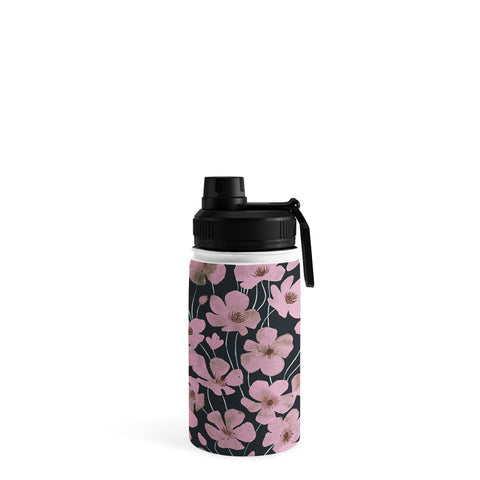 Emanuela Carratoni Pink Flowers on Blue Water Bottle