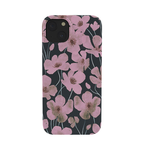 Emanuela Carratoni Pink Flowers on Blue Phone Case