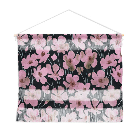 Emanuela Carratoni Pink Flowers on Blue Wall Hanging Landscape