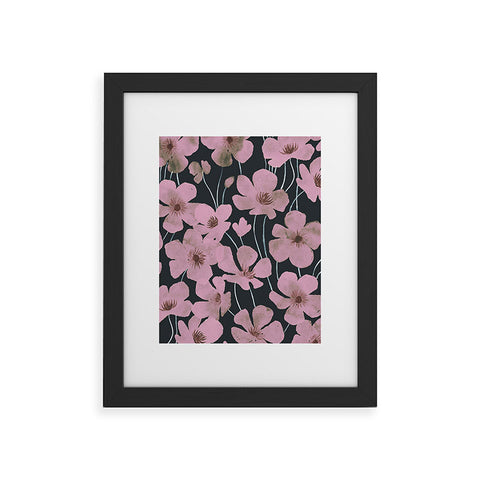 Emanuela Carratoni Pink Flowers on Blue Framed Art Print