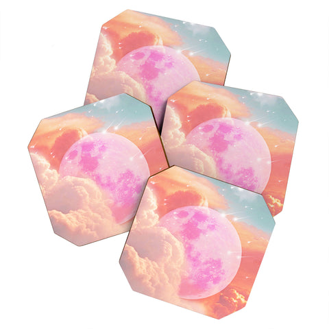 Emanuela Carratoni Pink Moon Landscape Coaster Set
