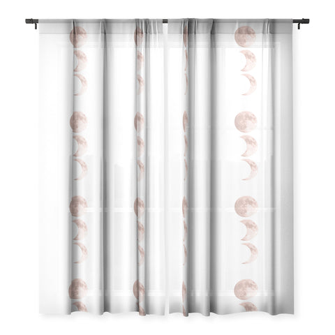 Emanuela Carratoni Pink Moon on White Sheer Window Curtain