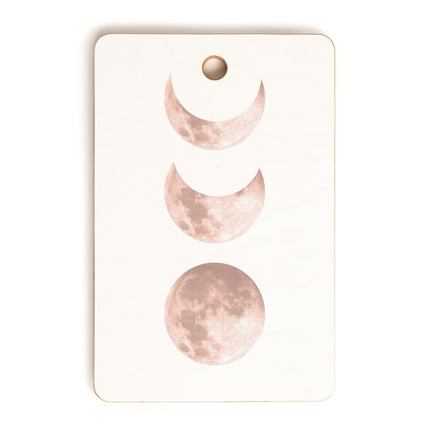 Emanuela Carratoni Pink Moon on White Cutting Board Rectangle