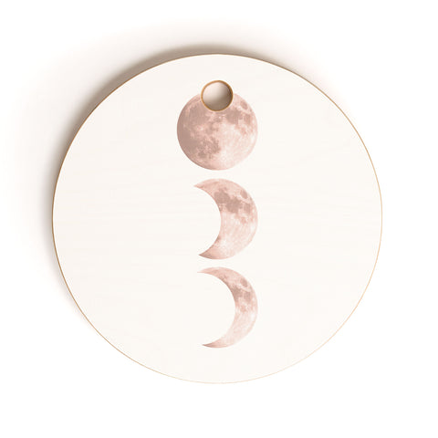 Emanuela Carratoni Pink Moon on White Cutting Board Round