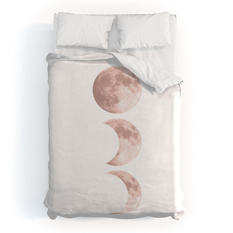Emanuela Carratoni Pink Moon on White Duvet Cover