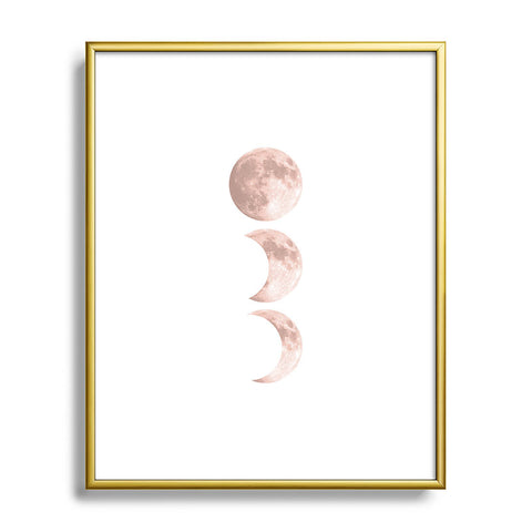 Emanuela Carratoni Pink Moon on White Metal Framed Art Print