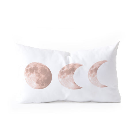 Emanuela Carratoni Pink Moon on White Oblong Throw Pillow