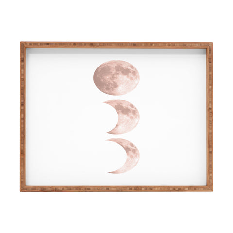 Emanuela Carratoni Pink Moon on White Rectangular Tray