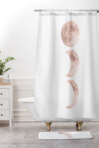Emanuela Carratoni Pink Moon on White Shower Curtain And Mat