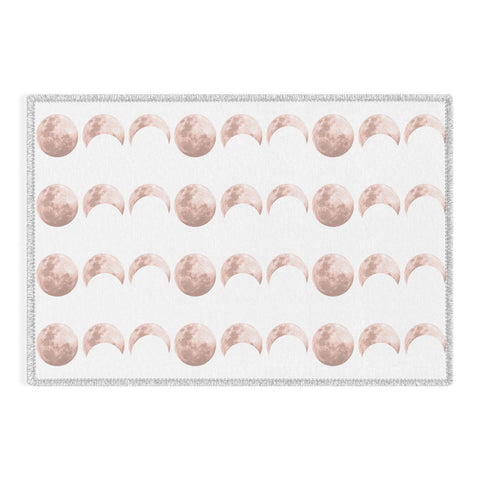 Emanuela Carratoni Pink Moon on White Outdoor Rug
