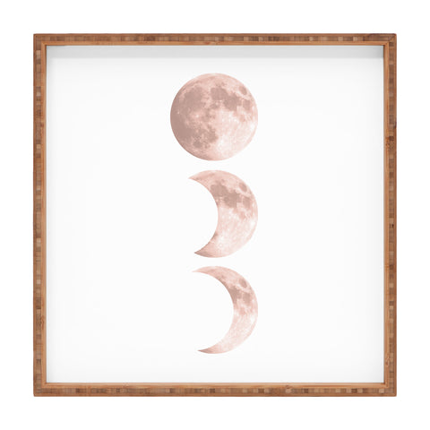Emanuela Carratoni Pink Moon on White Square Tray