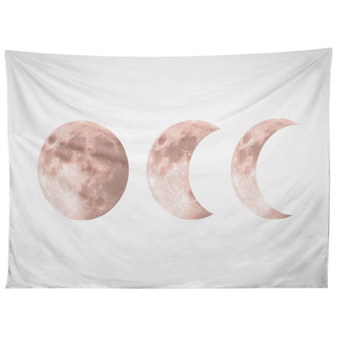 Emanuela Carratoni Pink Moon on White Tapestry