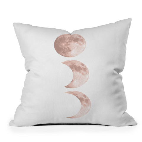 Emanuela Carratoni Pink Moon on White Outdoor Throw Pillow