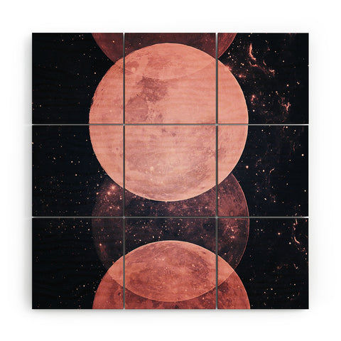 Emanuela Carratoni Pink Moon Phases Wood Wall Mural