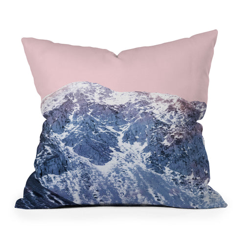 Emanuela Carratoni Pink Mountains Outdoor Throw Pillow