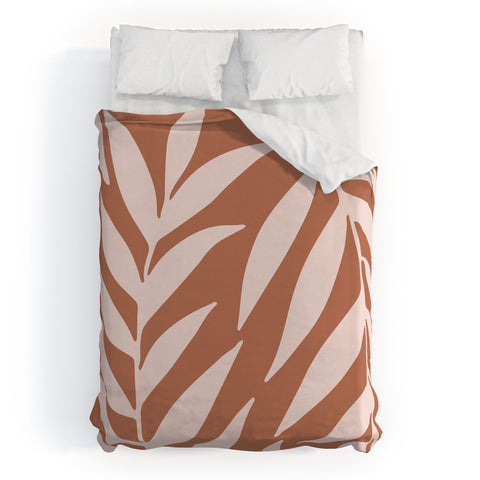 Emanuela Carratoni Pink Palms on Baked Earth Duvet Cover