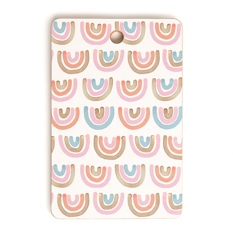 Emanuela Carratoni Pink Rainbows Cutting Board Rectangle