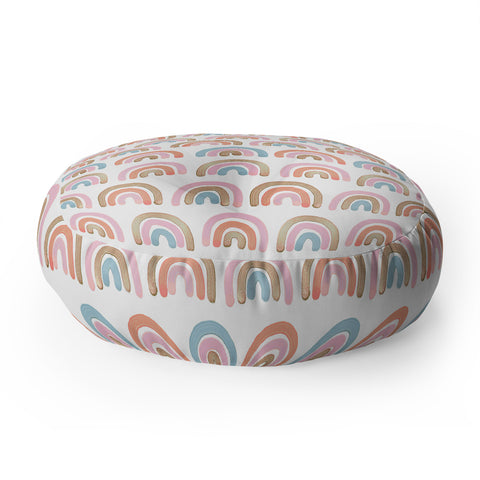 Emanuela Carratoni Pink Rainbows Floor Pillow Round
