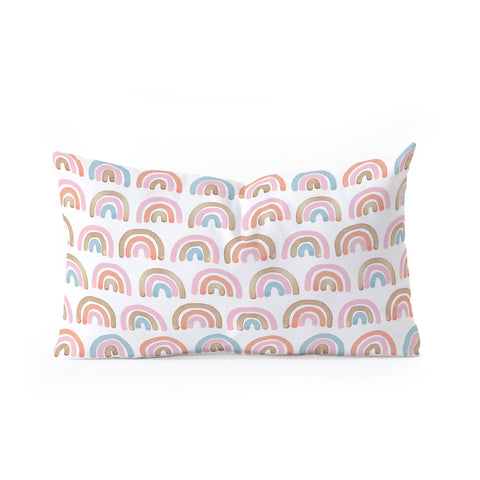 Emanuela Carratoni Pink Rainbows Oblong Throw Pillow Havenly