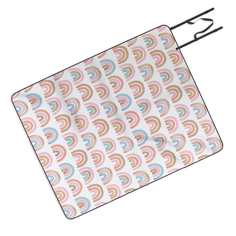 Emanuela Carratoni Pink Rainbows Picnic Blanket