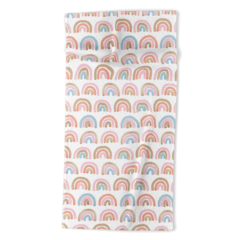 Emanuela Carratoni Pink Rainbows Beach Towel