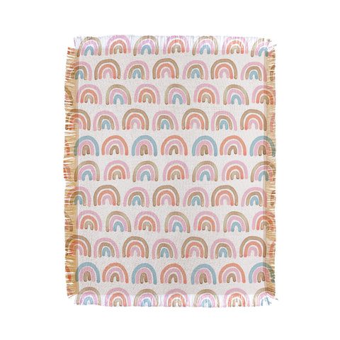 Emanuela Carratoni Pink Rainbows Throw Blanket