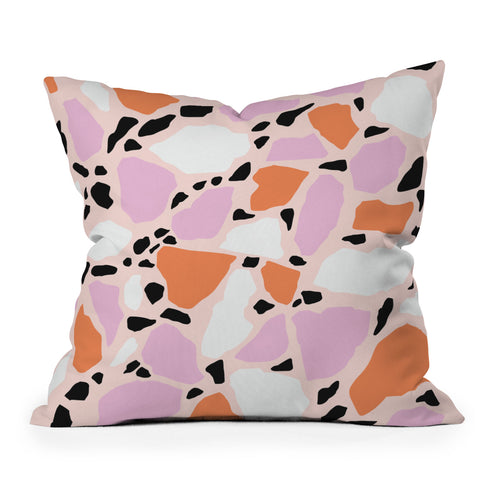 Emanuela Carratoni Pink Shadows Terrazzo Outdoor Throw Pillow
