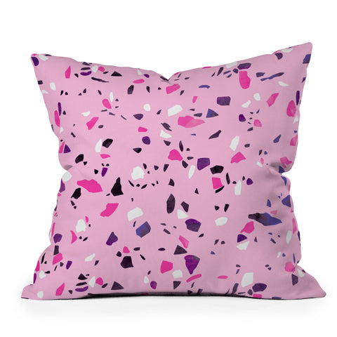 Emanuela Carratoni Pink Terrazzo Style Outdoor Throw Pillow