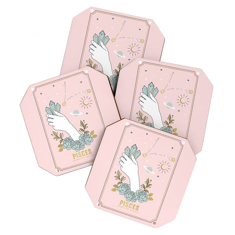 Emanuela Carratoni Pisces Zodiac sign Coaster Set