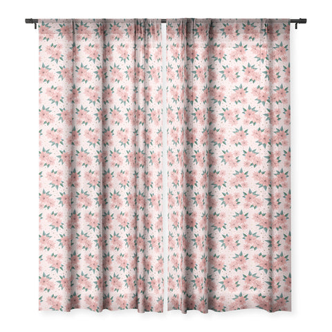 Emanuela Carratoni Poinsettia Theme Sheer Window Curtain