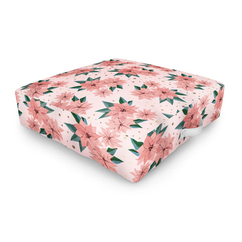 Emanuela Carratoni Poinsettia Theme Outdoor Floor Cushion