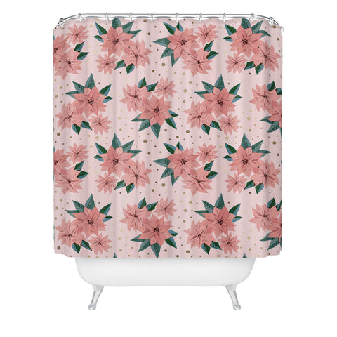 Emanuela Carratoni Poinsettia Theme Shower Curtain