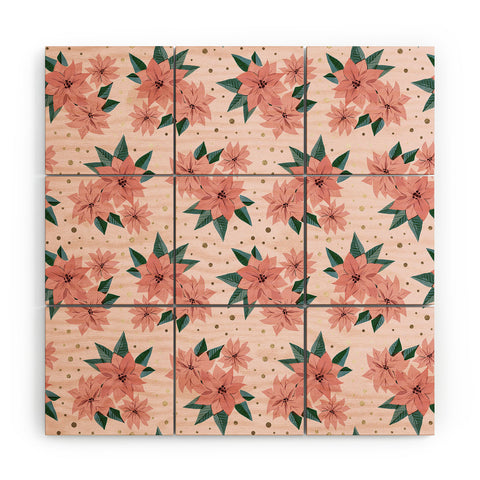 Emanuela Carratoni Poinsettia Theme Wood Wall Mural