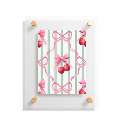 Emanuela Carratoni Preppy Bows and Cherries Floating Acrylic Print