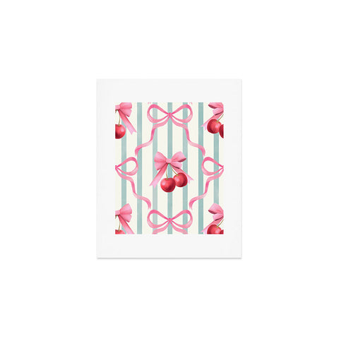 Emanuela Carratoni Preppy Bows and Cherries Art Print