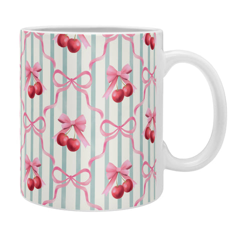 Emanuela Carratoni Preppy Bows and Cherries Coffee Mug