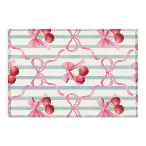 Emanuela Carratoni Preppy Bows and Cherries Outdoor Rug