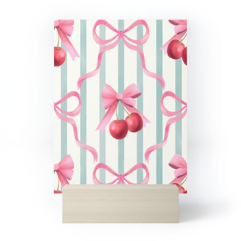 Emanuela Carratoni Preppy Bows and Cherries Mini Art Print
