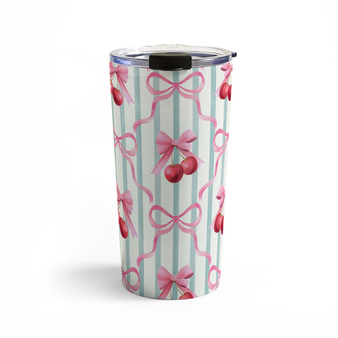 Emanuela Carratoni Preppy Bows and Cherries Travel Mug