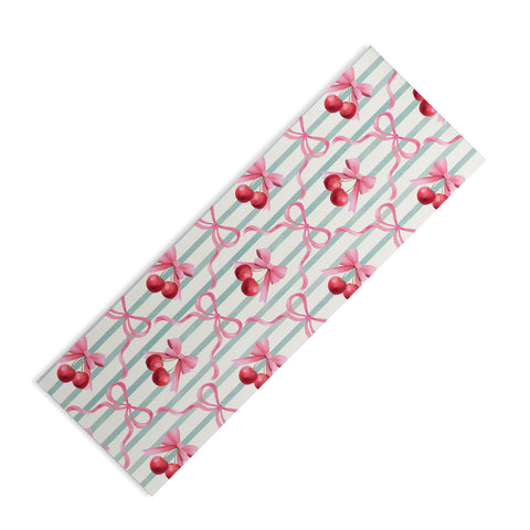 Emanuela Carratoni Preppy Bows and Cherries Yoga Mat