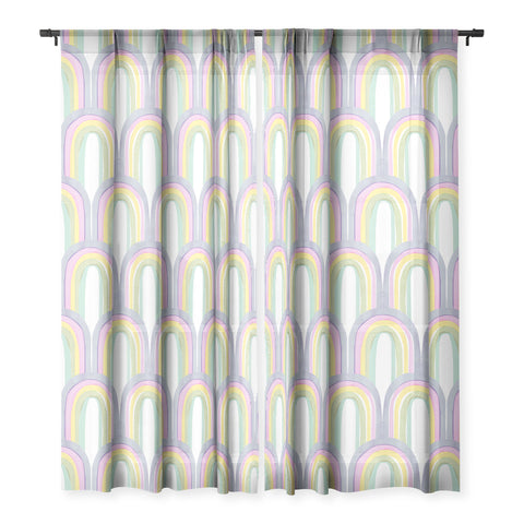 Emanuela Carratoni Rainbow Pastel Theme Sheer Window Curtain