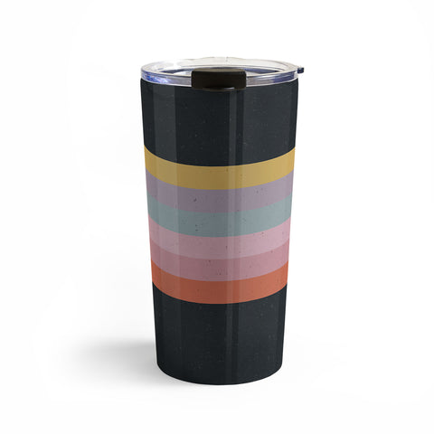 Emanuela Carratoni Retro Rainbow on Black Travel Mug