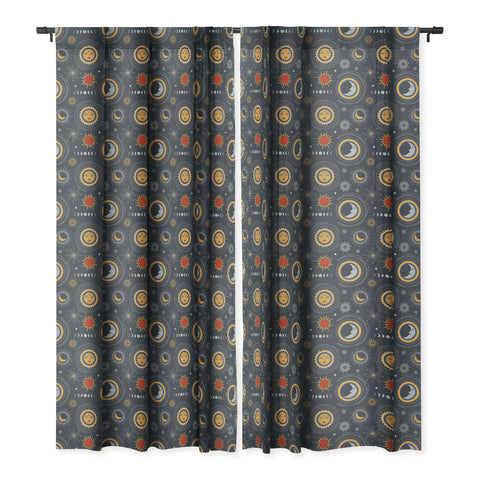 Emanuela Carratoni Retro Universe Blackout Window Curtain