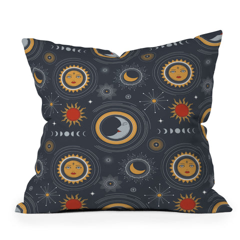 Emanuela Carratoni Retro Universe Outdoor Throw Pillow