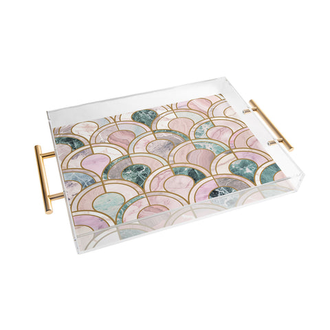 Emanuela Carratoni Rose Gold Marble Inlays Acrylic Tray