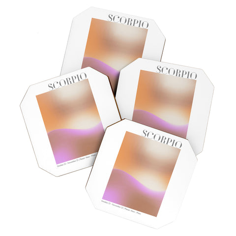 Emanuela Carratoni Scorpio Zodiac Sign Gradient Coaster Set