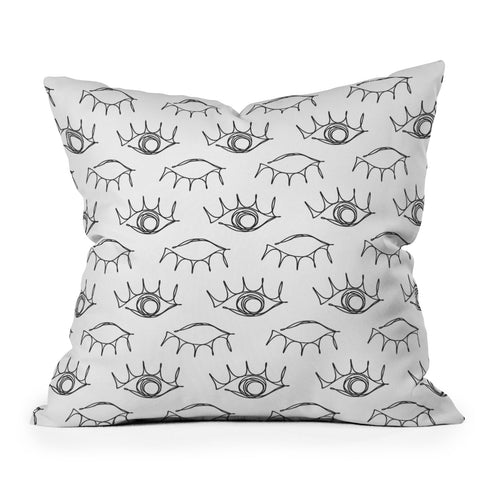 Emanuela Carratoni Sketched Eyes Pattern Outdoor Throw Pillow