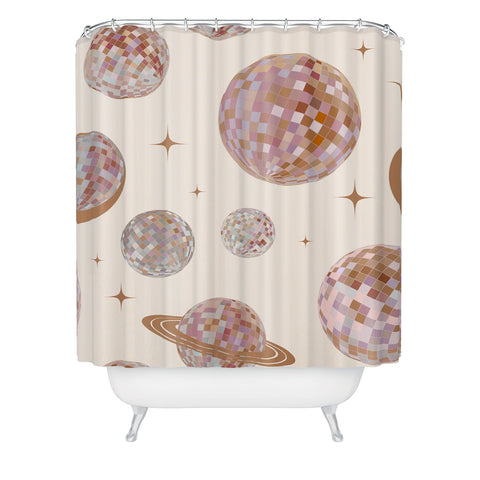 Emanuela Carratoni Space Disco Balls Shower Curtain