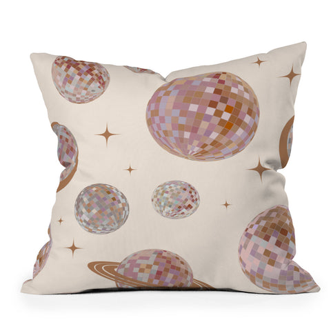 Emanuela Carratoni Space Disco Balls Outdoor Throw Pillow