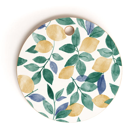 Emanuela Carratoni Spring Lemons Cutting Board Round
